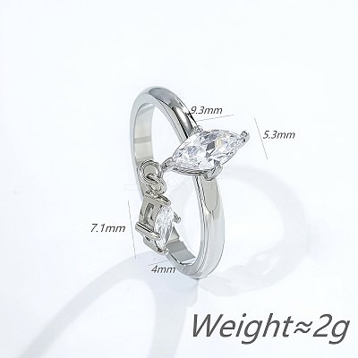 304 Stainless Steel & Cubic Zirconia Finger Rings WG4CD34-02-1