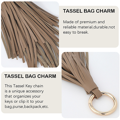 2Pcs PU Leather Tassel Pendant Keychains FIND-CL0002-41A-1