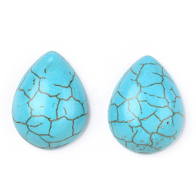 Craft Findings Dyed Synthetic Turquoise Gemstone Flat Back Teardrop Cabochons TURQ-S270-15x20mm-01-1