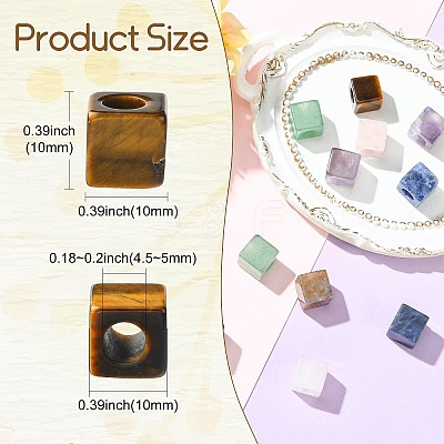 12Pcs 6 Styles Natural Indian Agate & Rose Quartz & Tiger Eye & Amethyst & Green Aventurine & Sodalite European Beads G-CJ0001-84-1