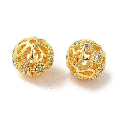 Rack Plating Brass Pave Cubic Zirconia Beads KK-M285-32C-G-1