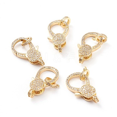 Brass Micro Pave Clear Cubic Zirconia Lobster Claw Clasps ZIRC-I043-37G-1