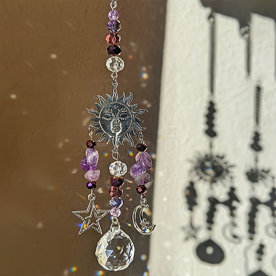 Metal Sun Moon Star Hanging Ornaments PW-WGC079C-01-1