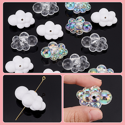30Pcs 3 Colors Transparent & Opaque Acrylic Beads TACR-GA0001-10-1