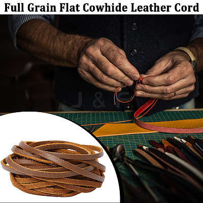 Flat Cowhide Leather Jewelry Cord LC-GF0001-10B-01-1