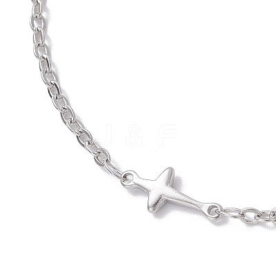 304 Stainless Steel Cross Link Bracelets for Women BJEW-JB12360-01-1
