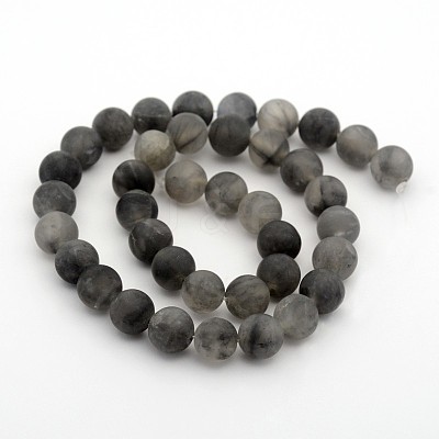 Frosted Natural Cloudy Quartz Round Bead Strands G-M272-12-10mm-1