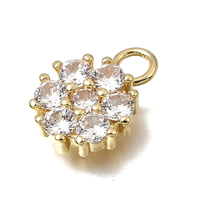 Brass Micro Pave Clear Cubic Zirconia Charms KK-K427-13B-G-1