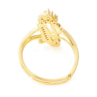 Clear Cubic Zirconia Initial Letter with Crown Adjustable Ring RJEW-M139-17Y-1