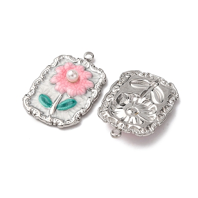 304 Stainless Steel Enamel Pendants STAS-P406-26B-P-1