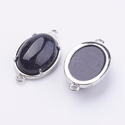 Brass Synthetic Blue Goldstone Links connectors G-E398-04L-1
