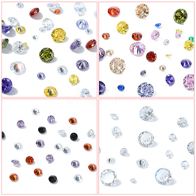 40Pcs 4 Colors Cubic Zirconia Cabochons ZIRC-YW0001-20C-1