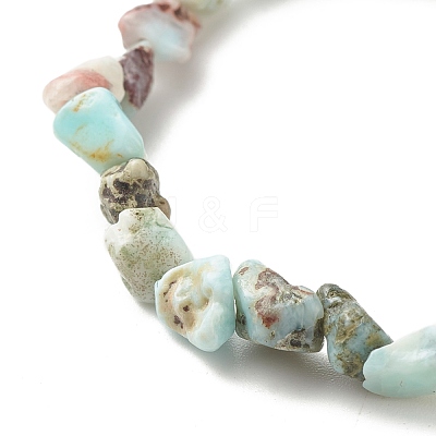 Natural Larimar Beads Stretch Bracelet for Kids BJEW-JB07031-06-1