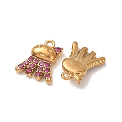 304 Stainless Steel Rhinestone Pendants STAS-L318-21G-1