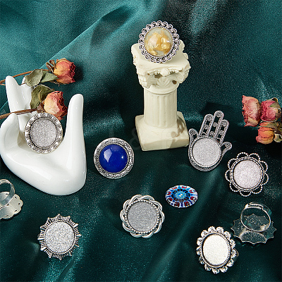 16Pcs 8 Style Adjustable Alloy Finger Rings Components FIND-SC0008-64-1