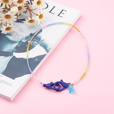 Rainbow Personalized Electroplate Glass Beaded Necklaces NJEW-JN03410-02-1
