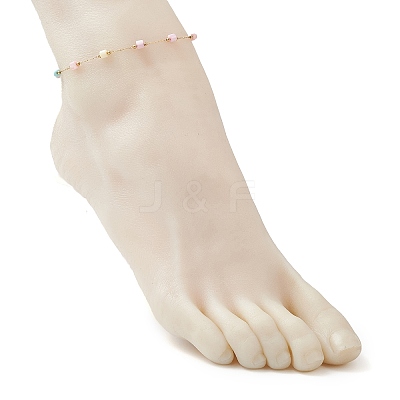 Dyed Disc Natural Shell & 304 Stainless Steel Link Chain Anklets AJEW-AN00728-1