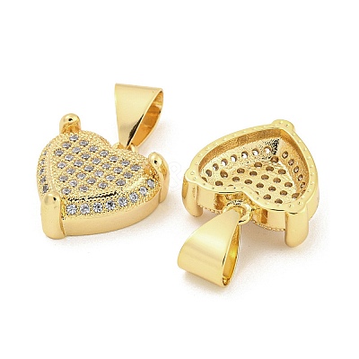 Brass Micro Pave Clear Cubic Zirconia Pendants ZIRC-P115-07C-G-1
