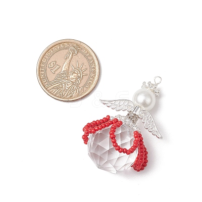 2Pcs 2 Styles Glass Seed Bead Pendants PALLOY-MZ00710-03-1
