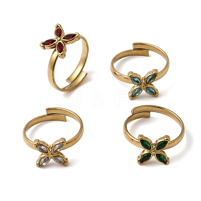 304 Stainless Steel Cubic Zirconia Finger Rings RJEW-C169-01G-1