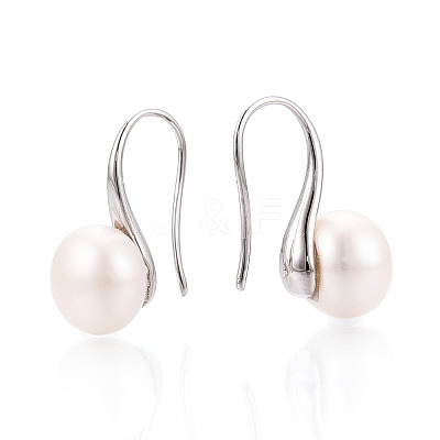 Brass Natural Pearl Dangle Earrings PEAR-N020-08C-1