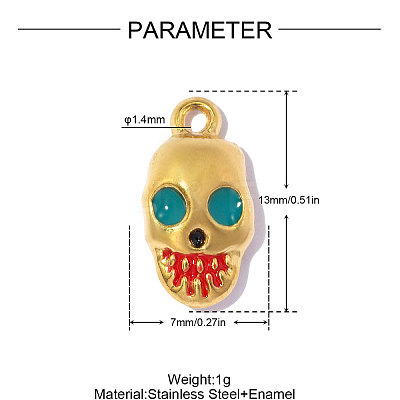 304 Stainless Steel with Enamel Charms SA-OY001-86G-1