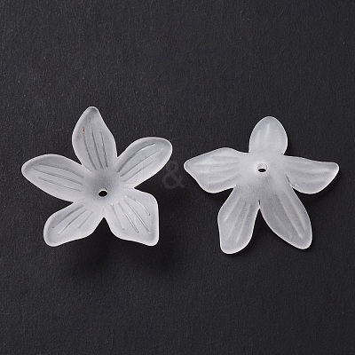 5-Petal Transparent Acrylic Bead Caps OACR-A017-15-1