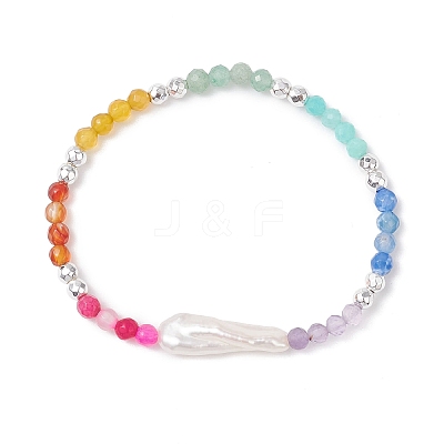 Natural Baroque Pearl Keshi Pearl Beaded Bracelets BJEW-JB12555-1