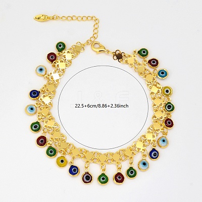 Fashionable Brass Colorful Evil Eye Tassel Anklets for Women NW2668-1