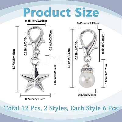 2Sets 12Pcs Star Alloy with Teardrop Plastic Pearl Shoe Charms AJEW-CP0006-56-1