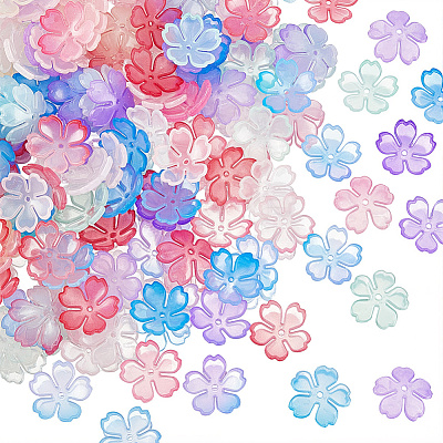 180Pcs Transparent Imitation Jelly Acrylic Bead Caps JACR-PA0001-01-1