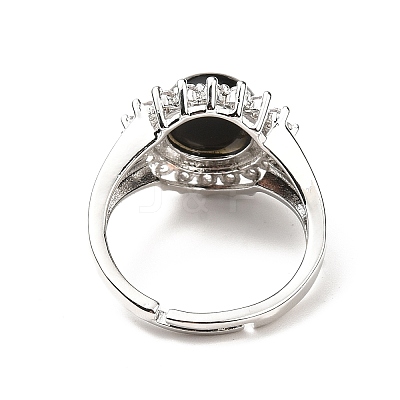Natural Obsidian Adjustable Rings RJEW-P043-02P-17-1
