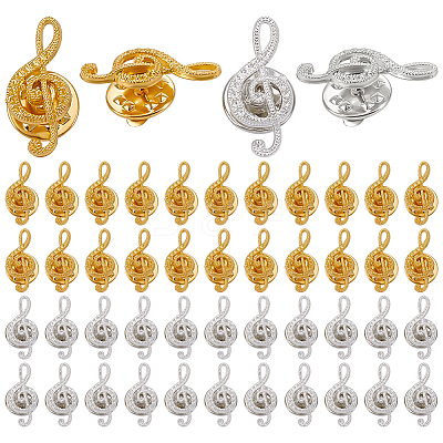 60Pcs 2 Colors Alloy Musical Note Brooches JEWB-PH01289-1
