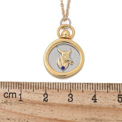 Brass Twelve Constellations Tarot Pendant Necklaces NJEW-Q006-01D-G-1