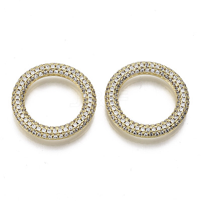 Brass Micro Pave Cubic Zirconia Linking Rings ZIRC-T013-17G-NF-1