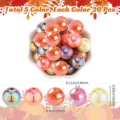Thanksgiving Day Theme 100Pcs 5 Colors Opaque Acrylic Beads MACR-SP0001-01B-06-1
