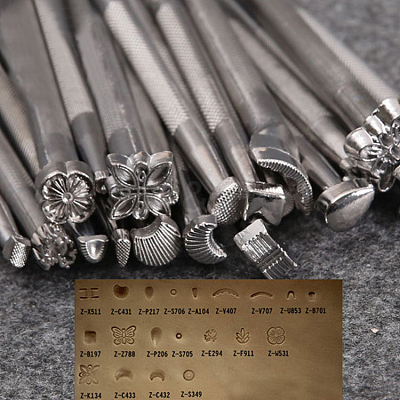 Chrome Vanadium Alloy Steel Leather Different Shape Stamp Punch Set PURS-PW0003-064-1