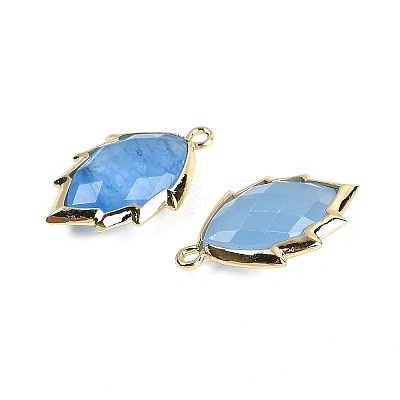 Dyed Natural Jade Faceted Leaf Pendants G-I375-04G-17-1