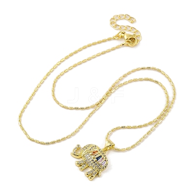 Brass Pave Colorful Cubic Zirconia Pendant Necklaces for Women LS-NJEW-S430-03G-01-1