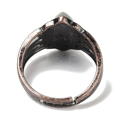 Natural Green Aventurine Horse Eye Adjustable Rings RJEW-K271-05R-12-1