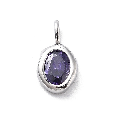 925 Sterling Silver Cubic Zirconia Oval Charms STER-S006-01S-F-1