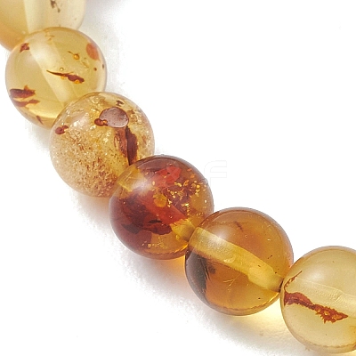 Natural Amber Round Beads Stretch Bracelets for Women Men BJEW-JB13379-1