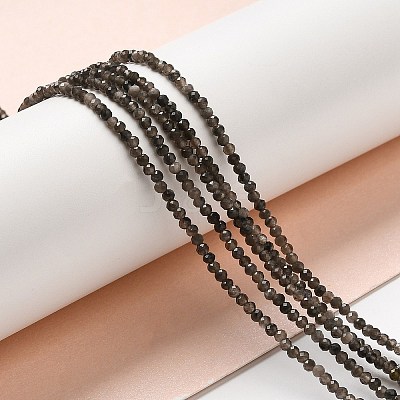 Natural Silver Sheen Obsidian Beads Strands G-E608-A02-A-1