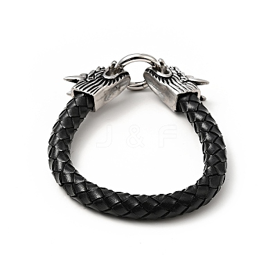 Leather Braided Round Cord Bracelet BJEW-E009-06AS-1