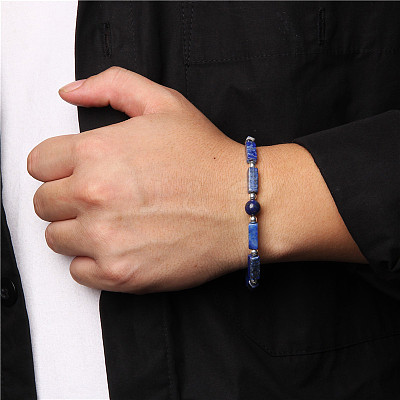 Natural Lapis Lazuli Beads Stretch Bracelets for Men Women LS-ZE2494-8-1