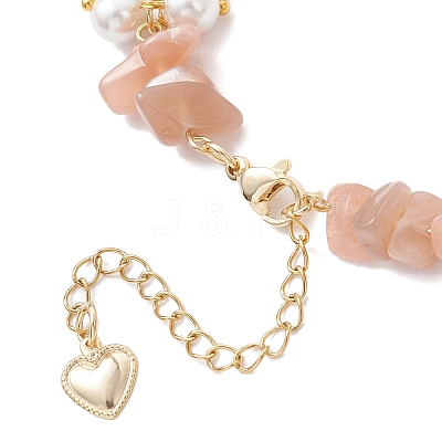 Natural Sunstone Chip Beaded Bracelets for Women BJEW-JB12301-02-1