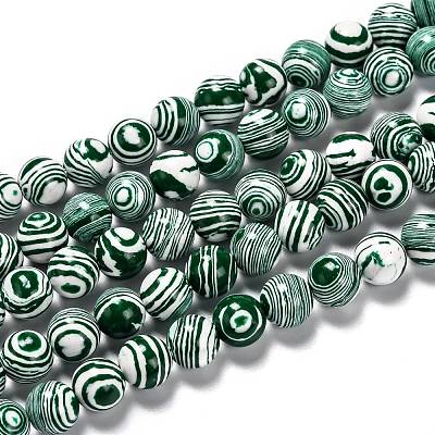 Synthetic Malachite Beads Strands G-I199-32-10mm-F-1