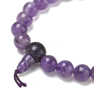 Natural Amethyst Gourd Beaded Stretch Bracelet for Women G-G997-G03-1