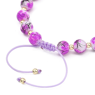 Adjustable Drawbench & Baking Paint Glass Round Braided Bead Bracelets for Women Men BJEW-JB13587-1
