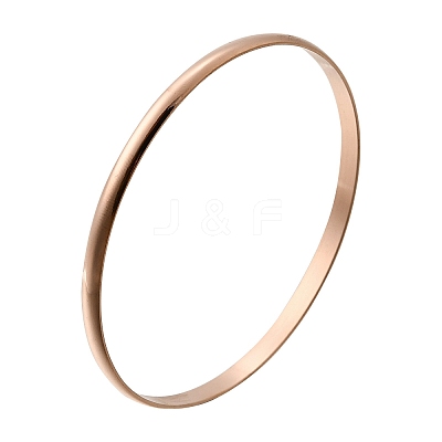 304 Stainless Steel Plain Bangles for Women BJEW-V004-02A-RG-1